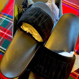 All Saint Black Velvet Slides